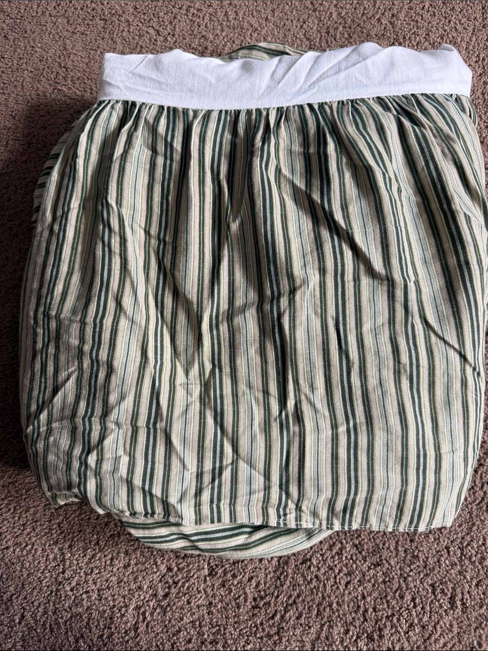 Waverly Green and White Striped Queen Bed Skirt Williamsburg Garden Magnolia
